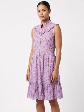 Unique Vintage Purple Floral Ruffled Tiered Sundress Size Large
